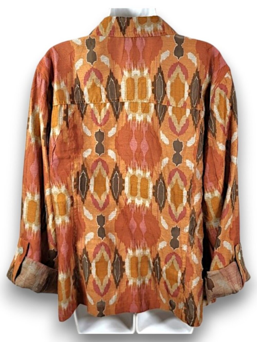 Ruby Rd. Rust Print Shacket Plus Size 18W - Picture 10 of 11